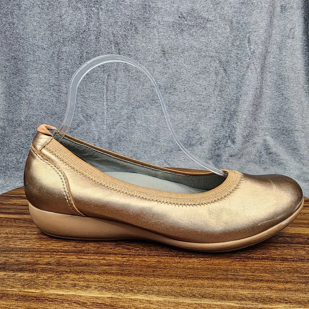 Dansko Ballet Flats Women 6.5 37 Rose Gold Leather Kristen Slip On Comfort Shoes